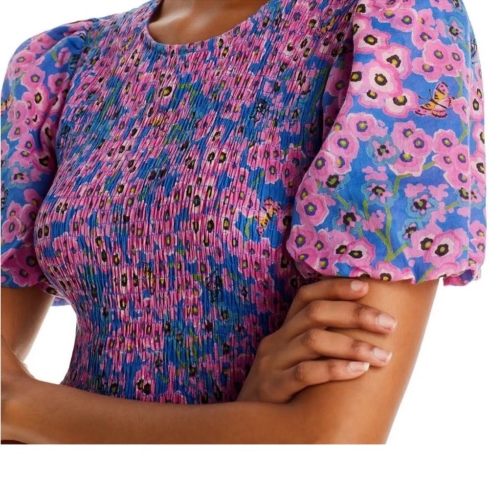 Banjanan Pink & Blue Floral Midi Dress - Picture 3 of 16